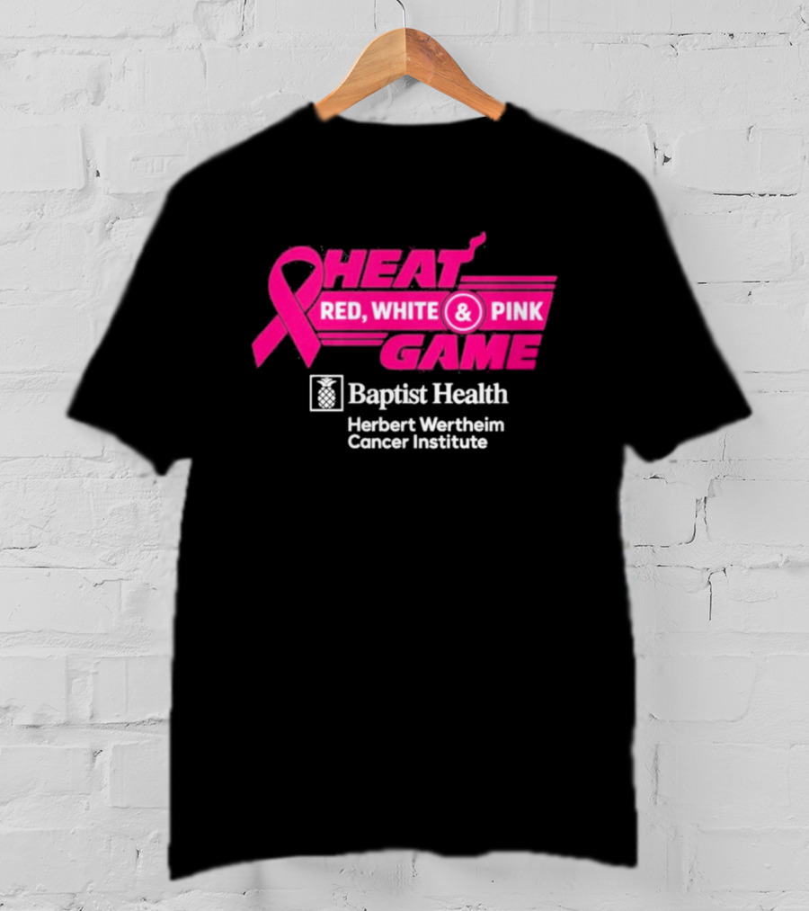 Breast Cancer Awareness Heat Game Red White Pink Baptist Health Herbert Wertheim T-Shirt