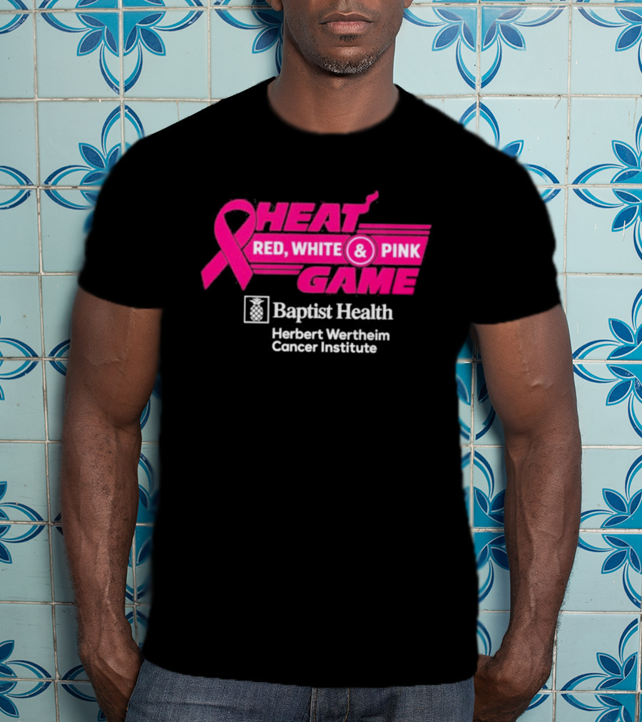 Breast Cancer Awareness Heat Game Red White Pink Baptist Health Herbert Wertheim T-Shirt