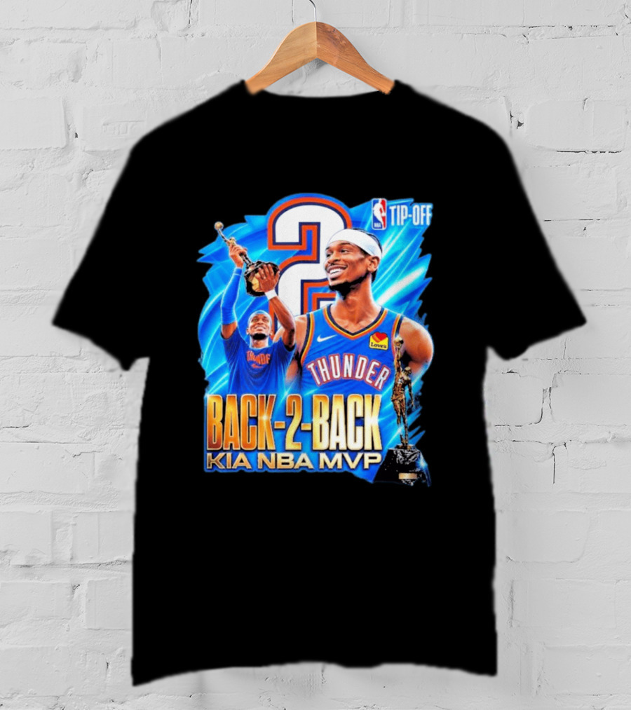 Kia NBA MVP Thunder Back 2 Back Shai Gilgeous Alexander 2026 T-Shirt