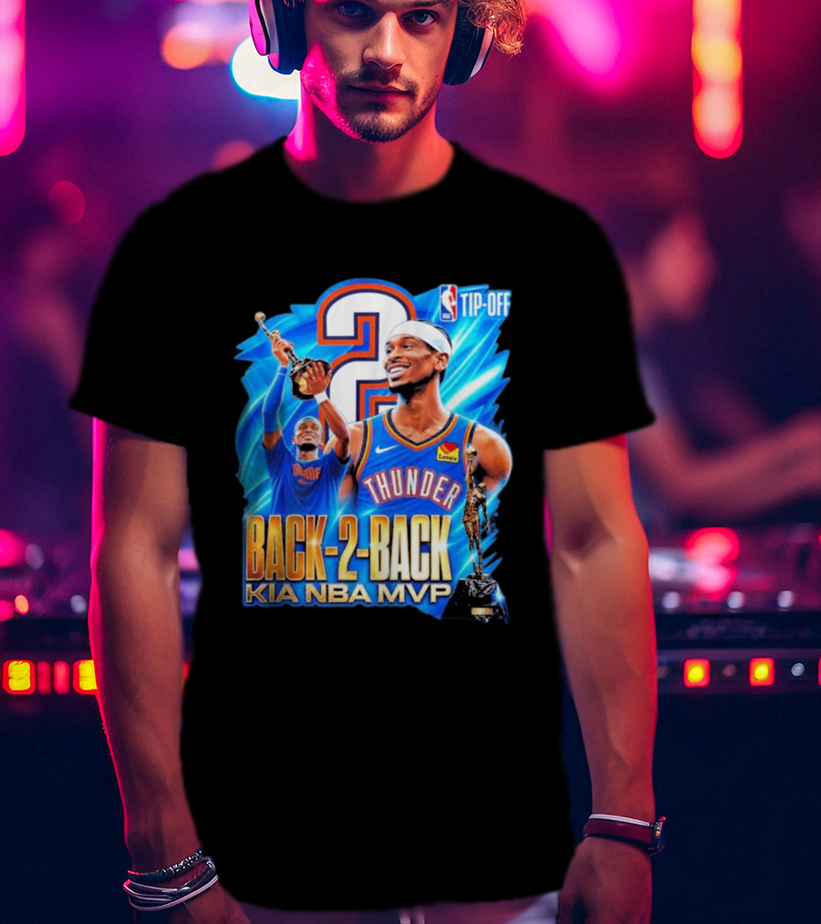 Kia NBA MVP Thunder Back 2 Back Shai Gilgeous Alexander 2026 T-Shirt