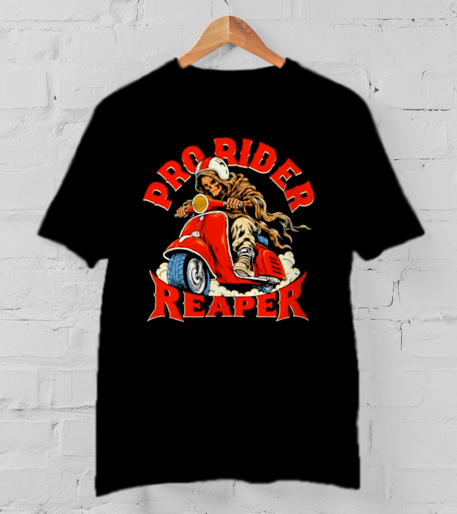 Pro Rider Reaper Skeleton Cartoon Motorcycle T-Shirt