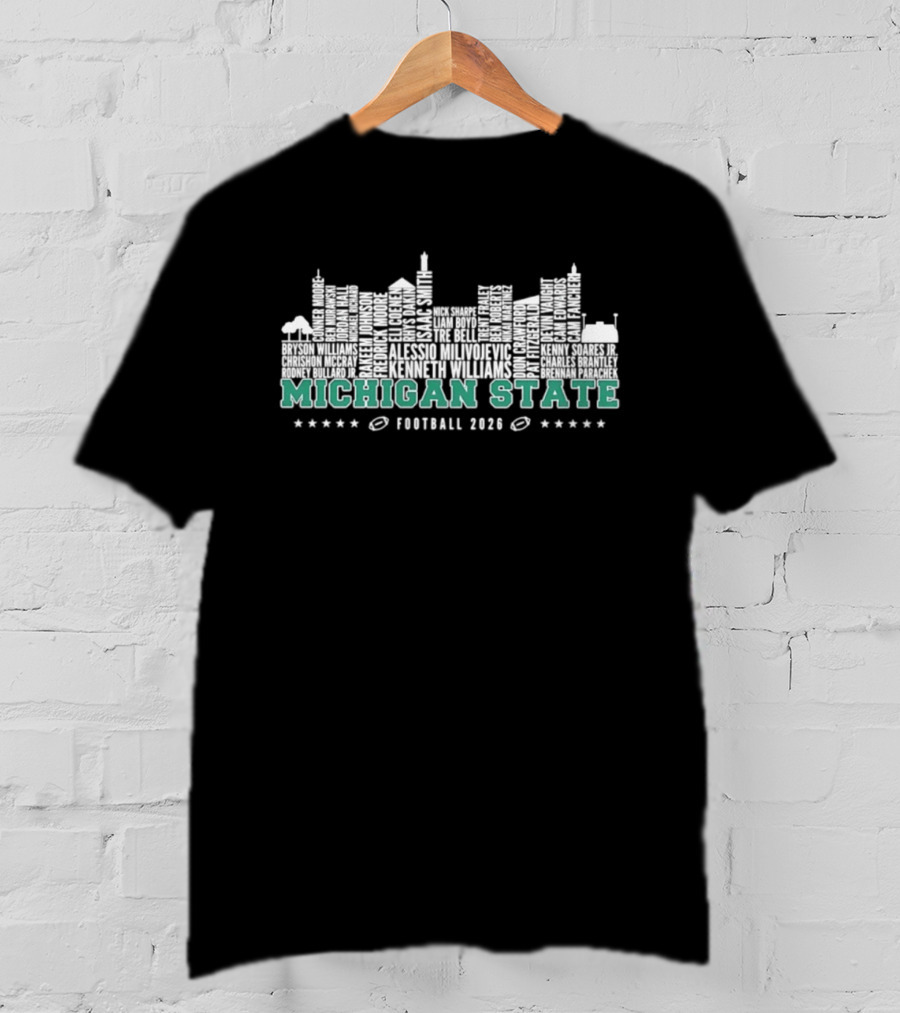 Michigan State Spartans Football 2026 Skyline Players Names T-Shirt
