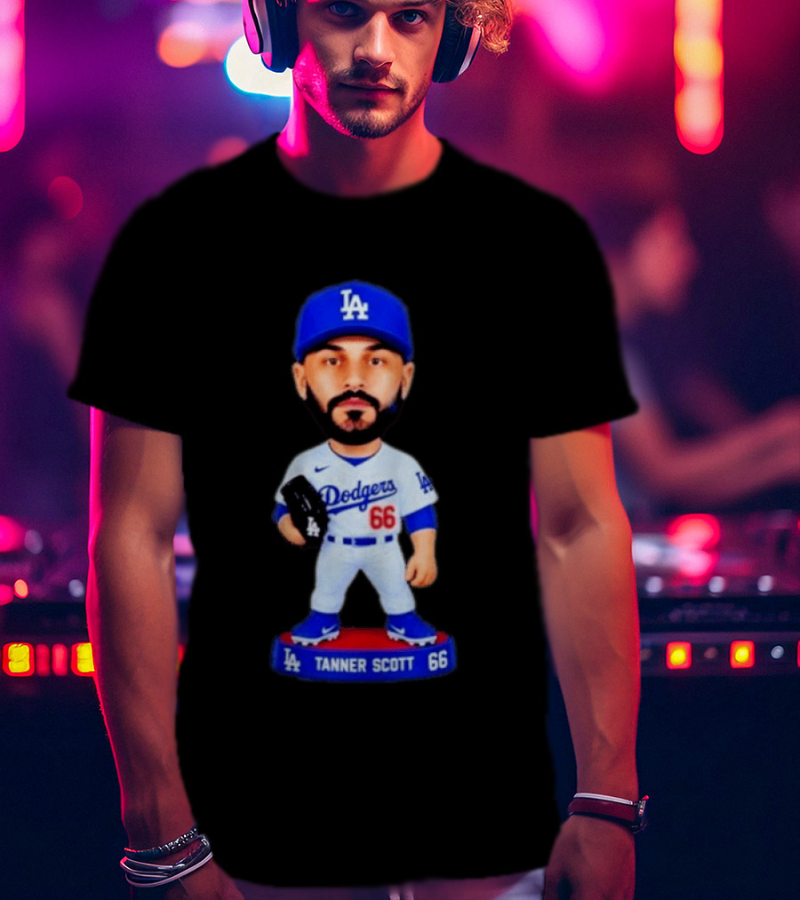 Tanner Scott Los Angeles Dodgers Number 66 Bobblehead Collectible T-Shirt
