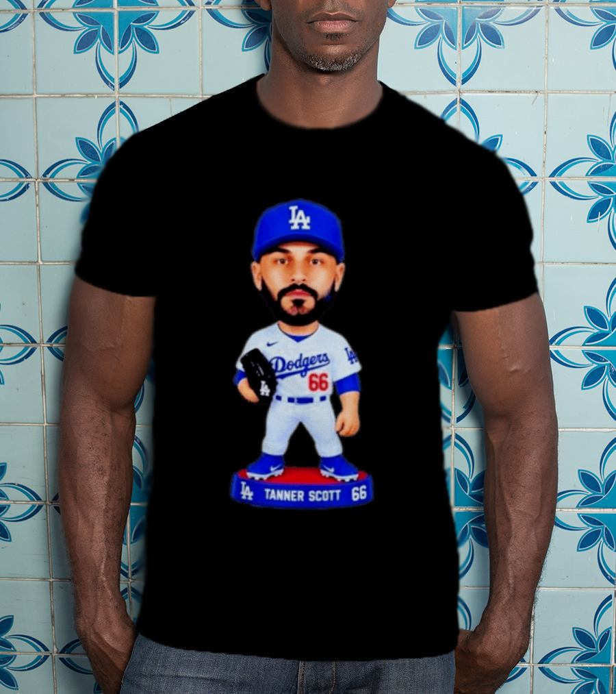 Tanner Scott Los Angeles Dodgers Number 66 Bobblehead Collectible T-Shirt