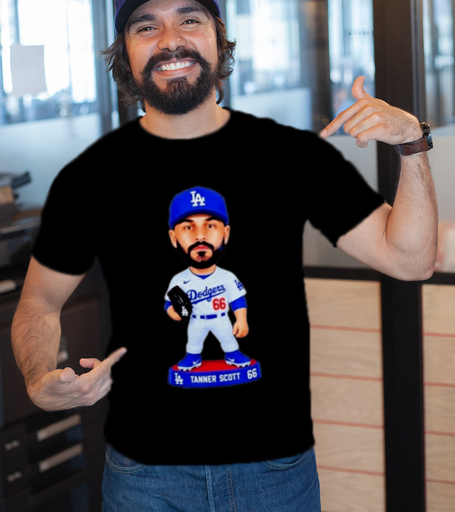 Tanner Scott Los Angeles Dodgers Number 66 Bobblehead Collectible T-Shirt