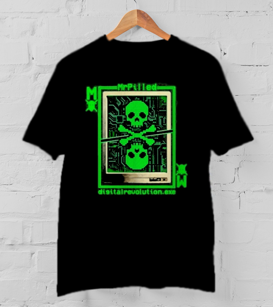 MrPilled DigitalRevolution.exe Hacker Cyber Circuitry Skull T-Shirt