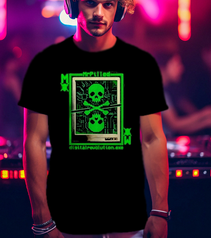 MrPilled DigitalRevolution.exe Hacker Cyber Circuitry Skull T-Shirt