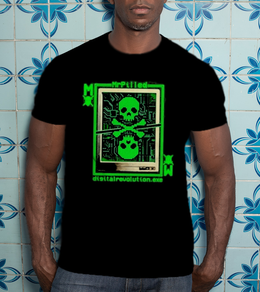 MrPilled DigitalRevolution.exe Hacker Cyber Circuitry Skull T-Shirt