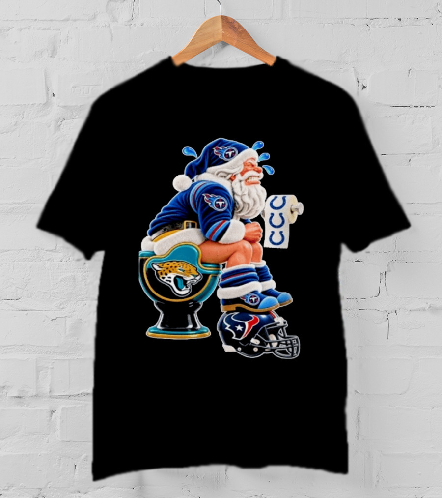 Tennessee Titans Santa Crying Jaguars Toilet Texans Helmet Colts Toilet Paper Christmas Football T-Shirt