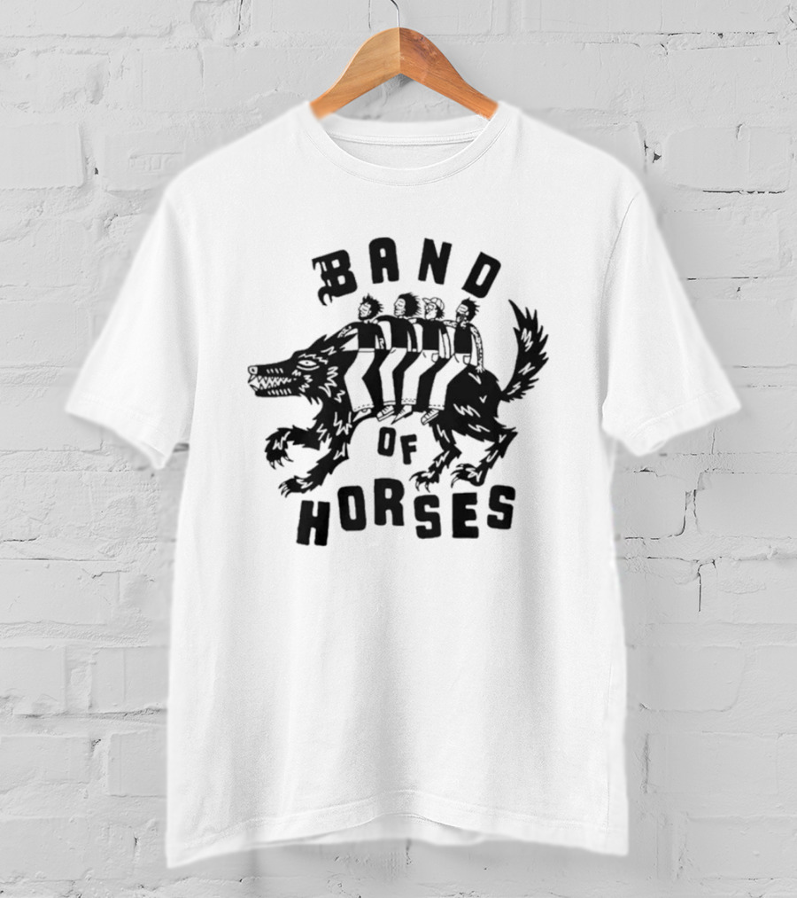 Band Of Horses Wolf Illustration With Riders T-Shirt