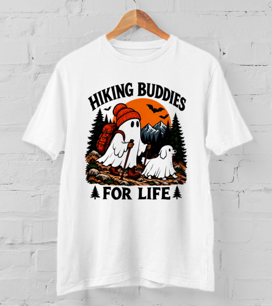 Hiking Buddies For Life Ghost And Dog Halloween Adventure T-Shirt