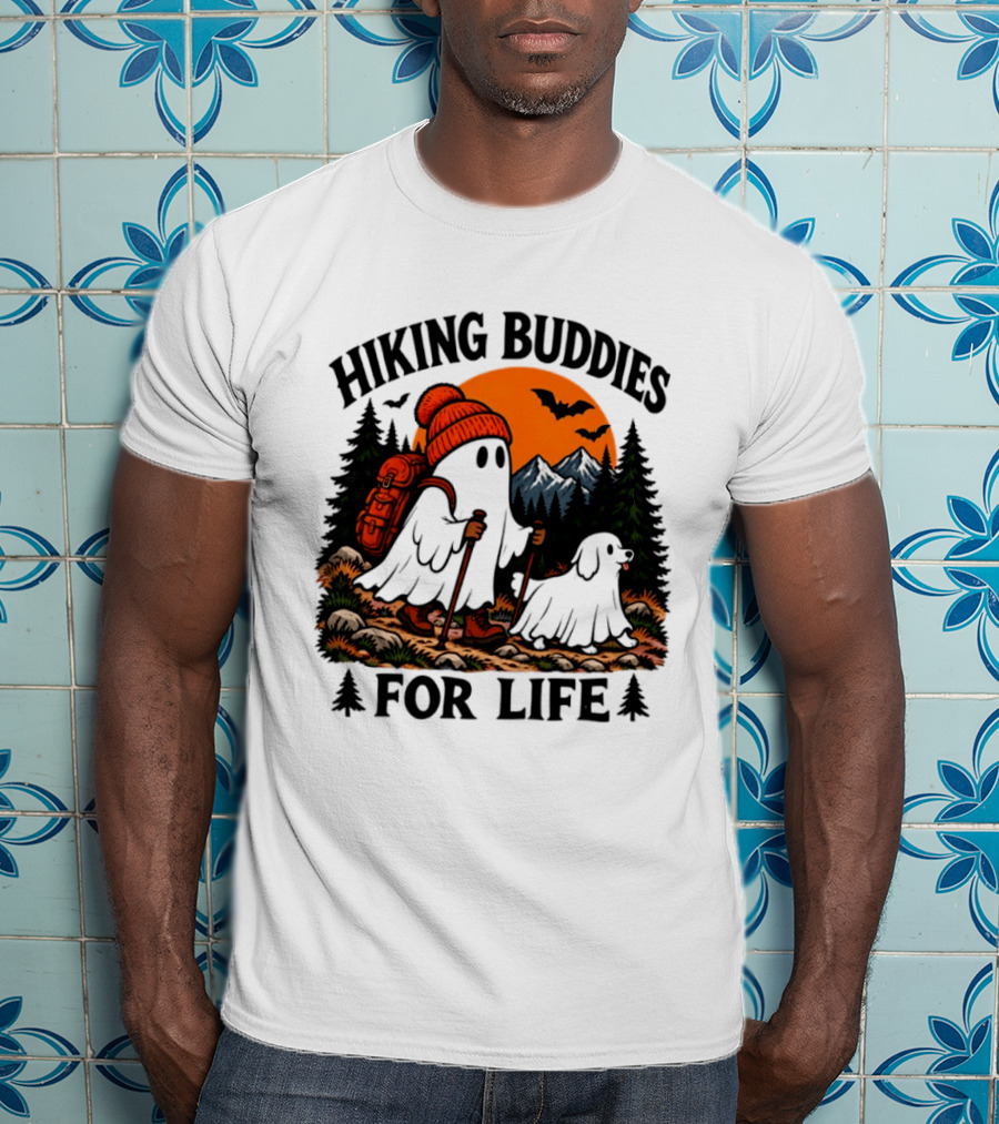 Hiking Buddies For Life Ghost And Dog Halloween Adventure T-Shirt