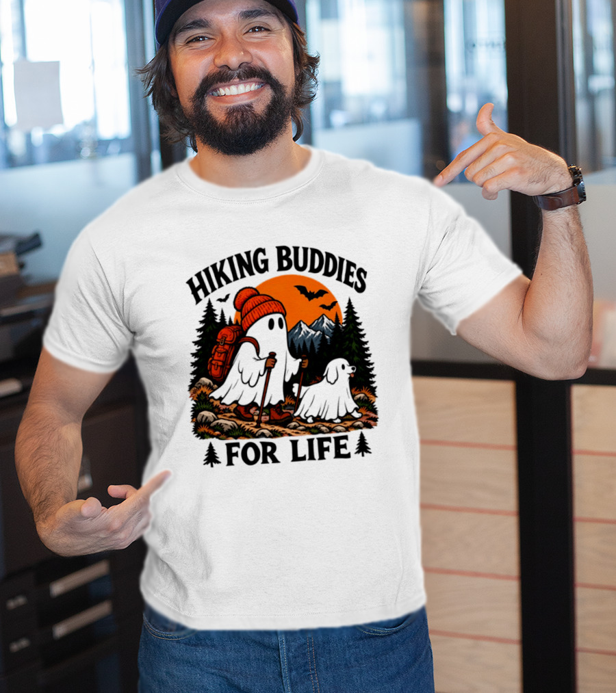 Hiking Buddies For Life Ghost And Dog Halloween Adventure T-Shirt