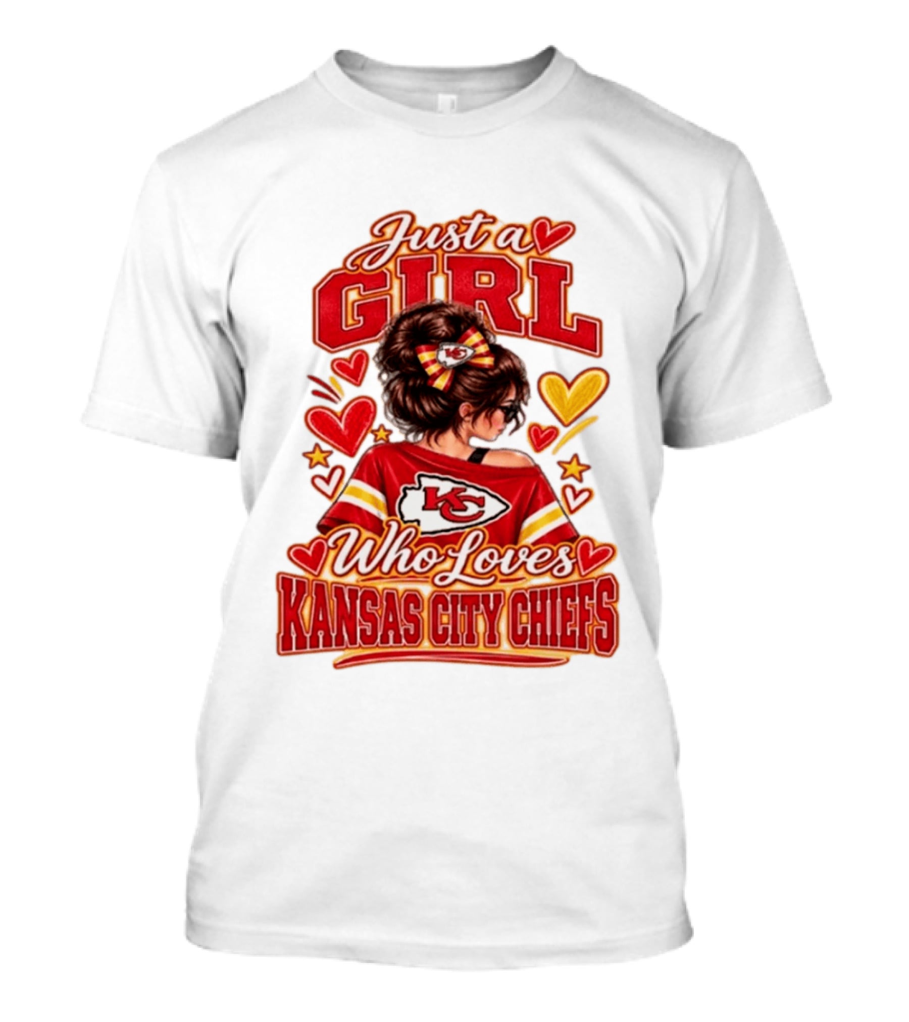 Just A Girl Who Loves Kansas City Chiefs KC Fan Heart Stars T-Shirt