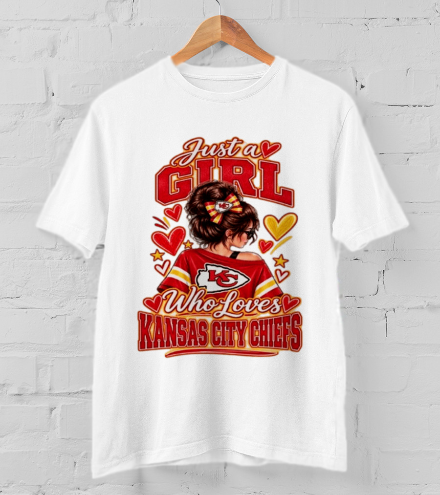 Just A Girl Who Loves Kansas City Chiefs KC Fan Heart Stars T-Shirt