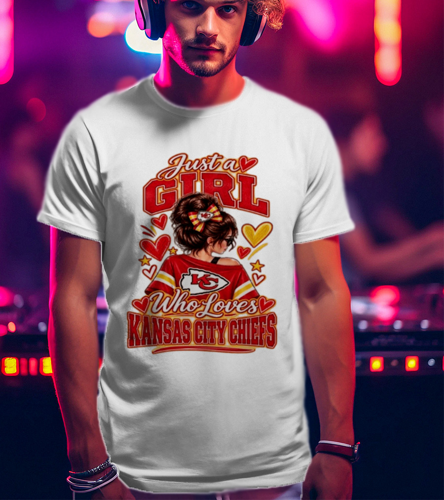Just A Girl Who Loves Kansas City Chiefs KC Fan Heart Stars T-Shirt