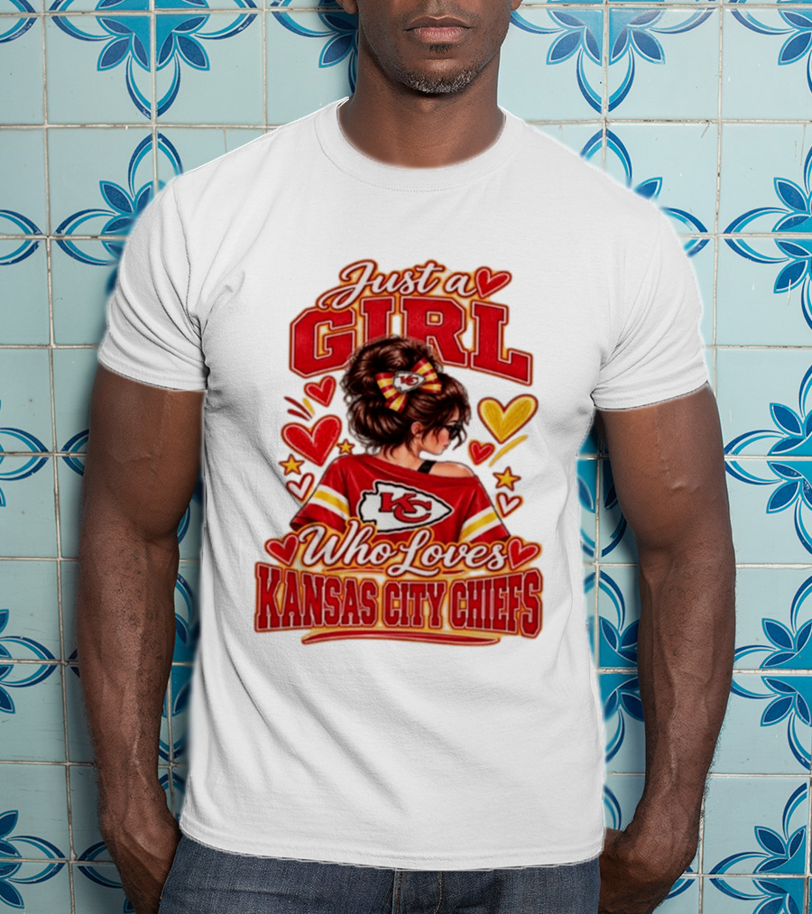 Just A Girl Who Loves Kansas City Chiefs KC Fan Heart Stars T-Shirt