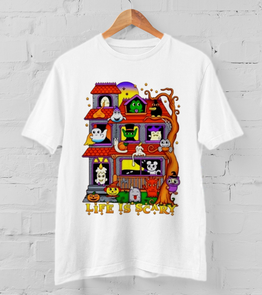 Life Is Scary Spooky Haunted House Halloween T-Shirt