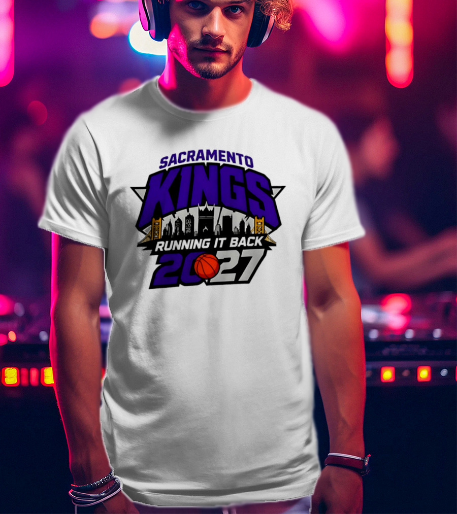 Sacramento Kings 2027 Running It Back Skyline Basketball T-Shirt