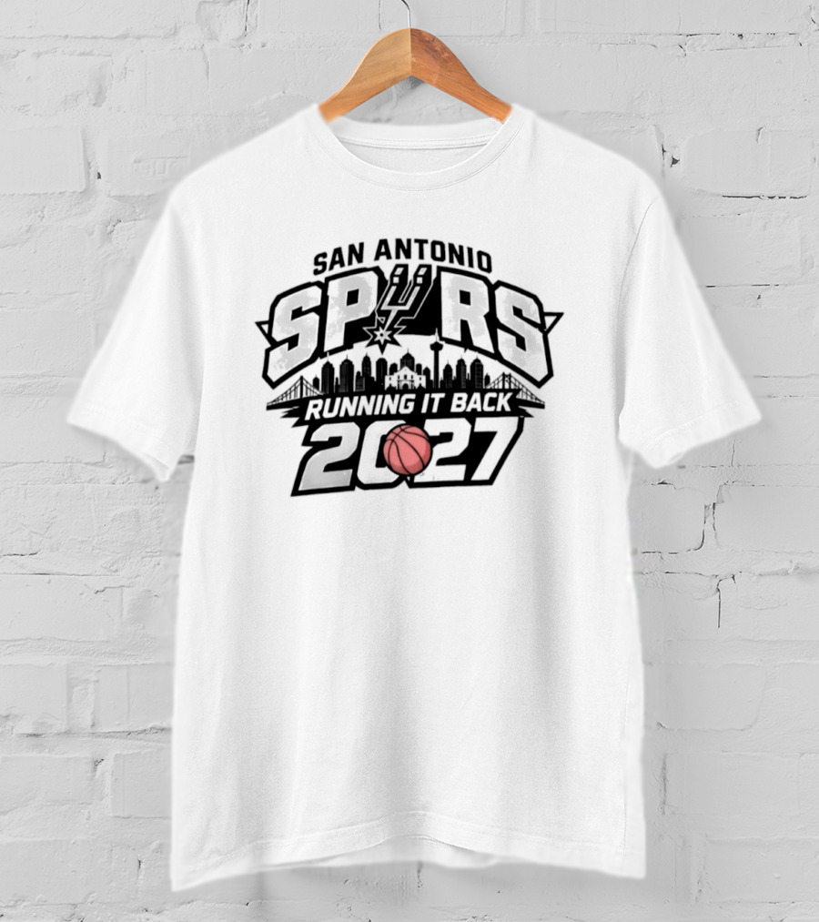San Antonio Spurs Running It Back 2027 Skyline Basketball T-Shirt