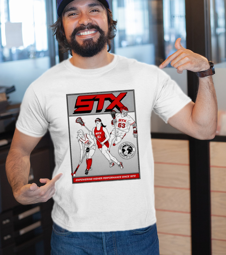 STX Born In Baltimore Geared Up Globally Empowering Higher Performance Since 1970 Lacrosse Field Hockey Players T-Shirt