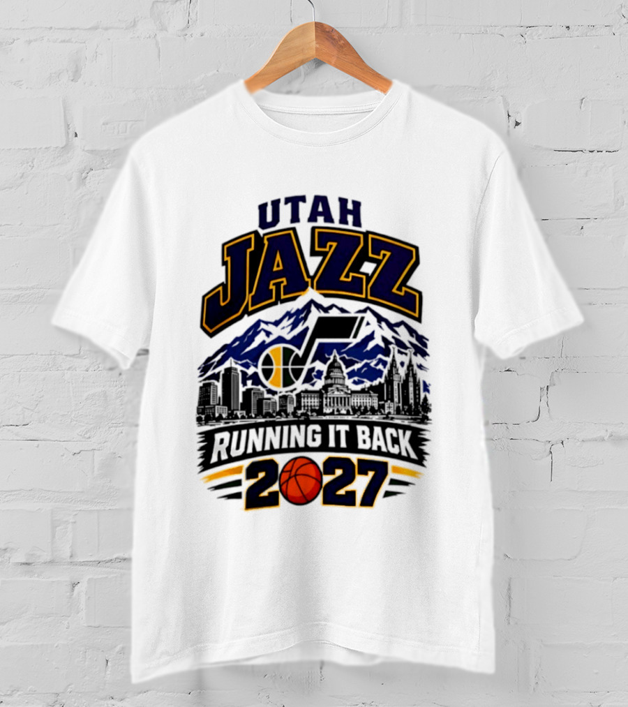 Utah Jazz Basketball Running It Back 2027 Skyline T-Shirt