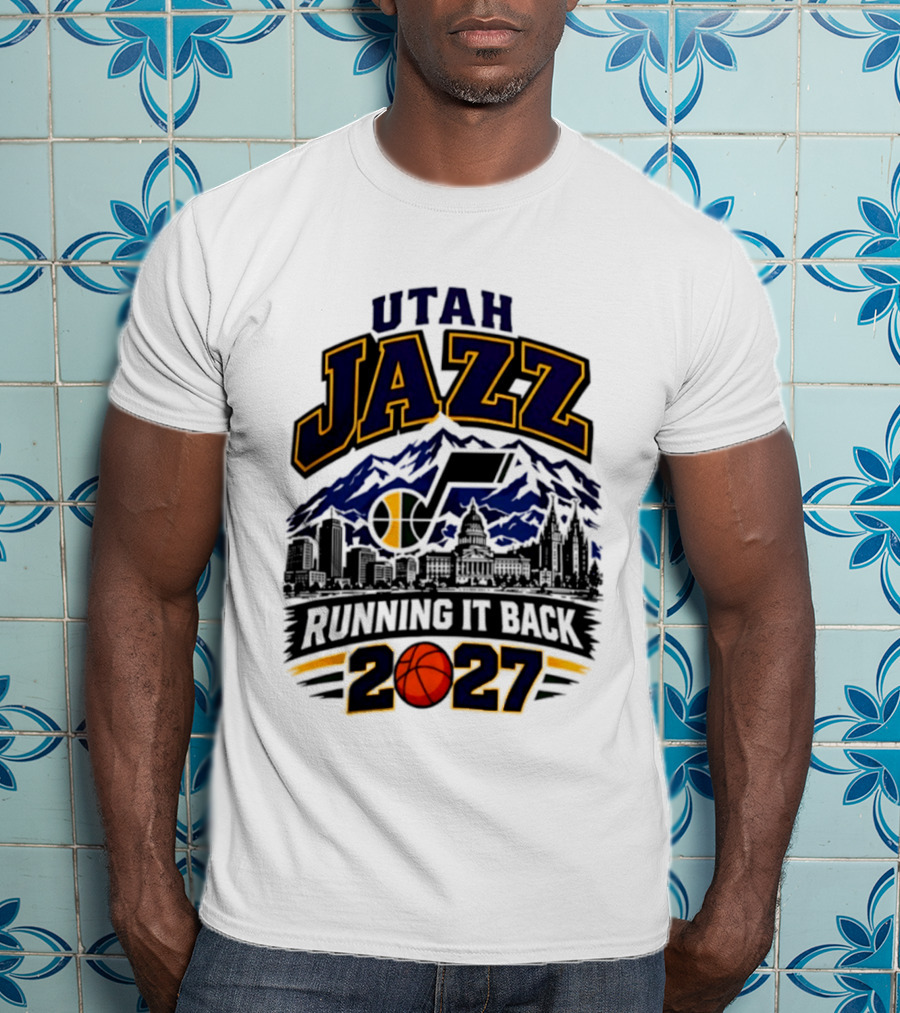 Utah Jazz Basketball Running It Back 2027 Skyline T-Shirt