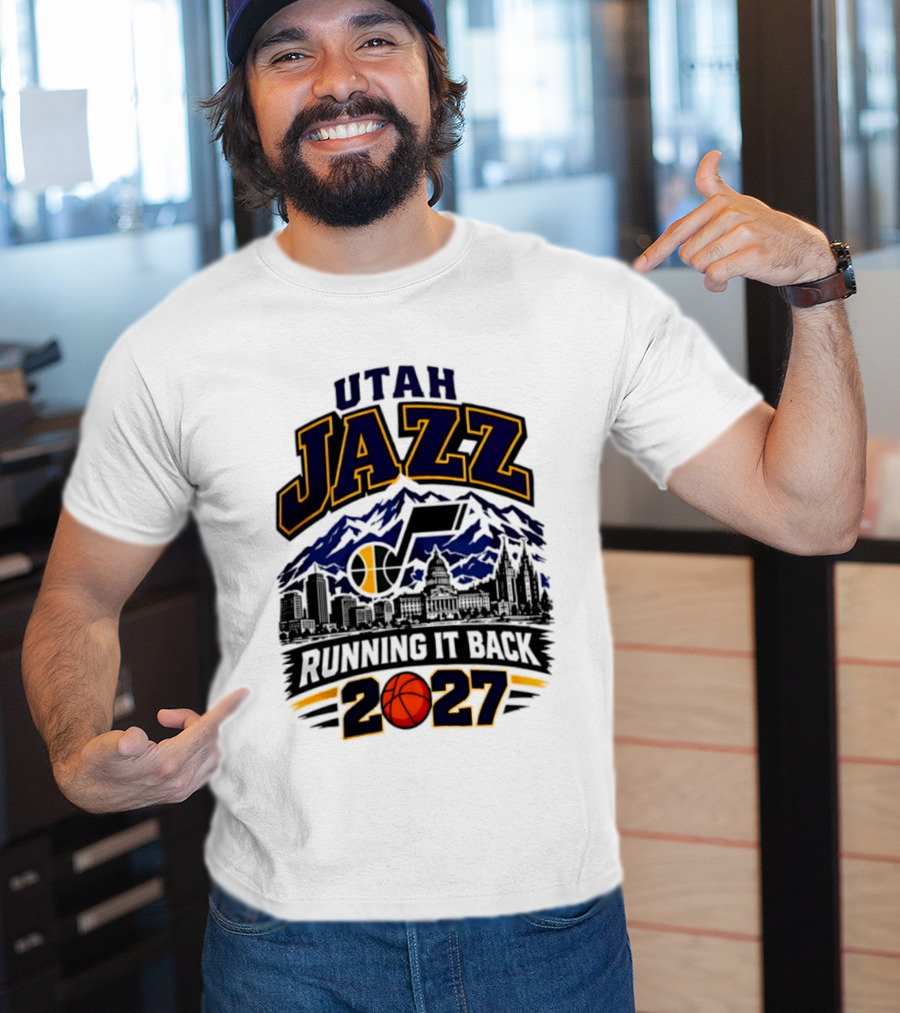 Utah Jazz Basketball Running It Back 2027 Skyline T-Shirt