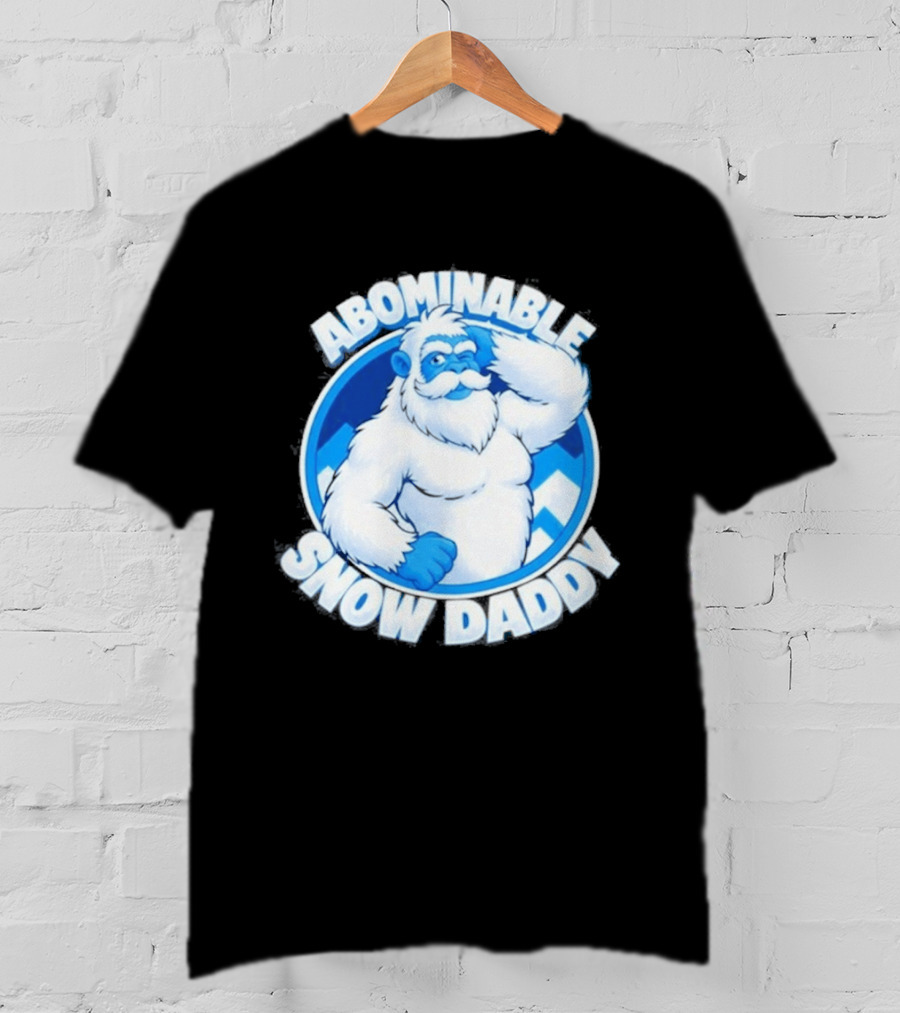 Abominable Snow Daddy Yeti Bigfoot Sasquatch Ice Blue Circle T-Shirt