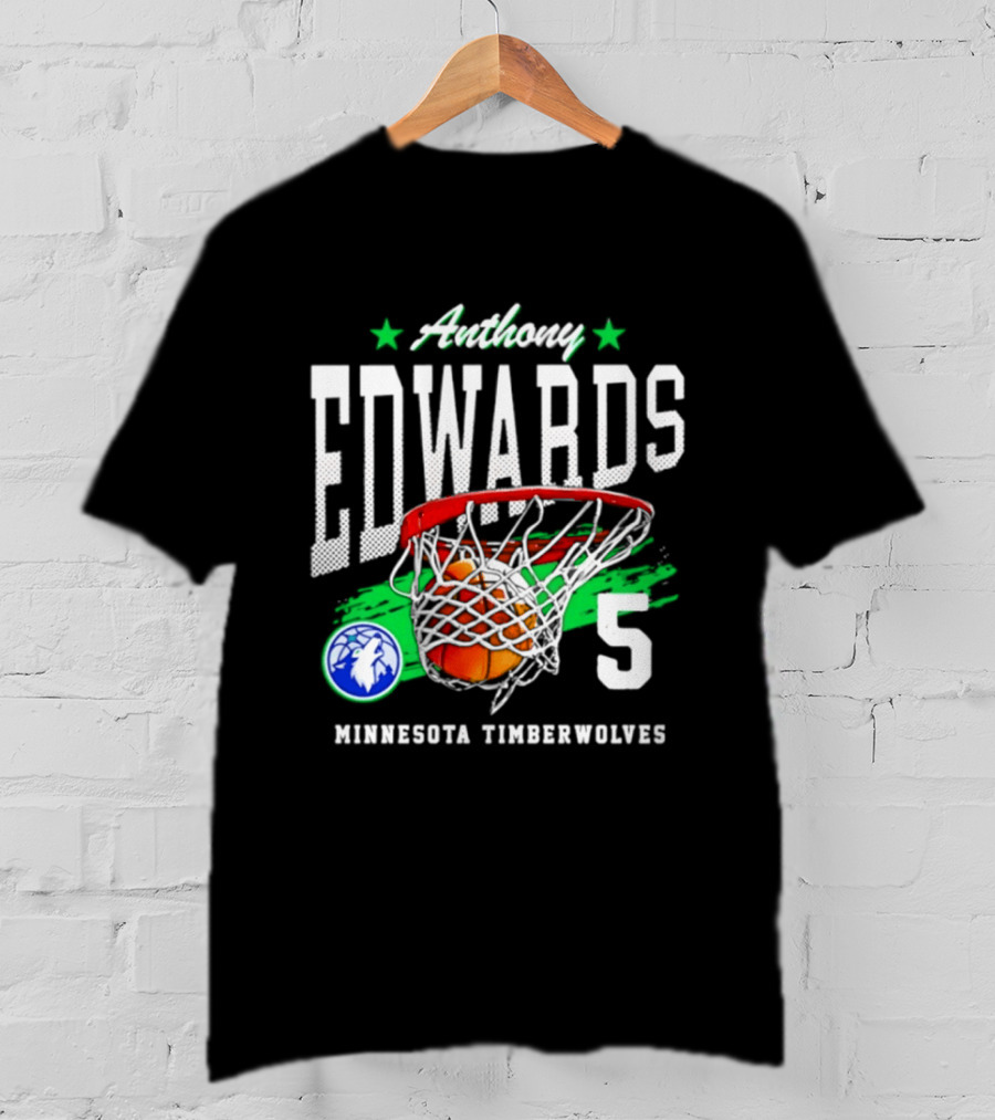 Anthony Edwards 5 Minnesota Timberwolves Basketball Net Dunk T-Shirt