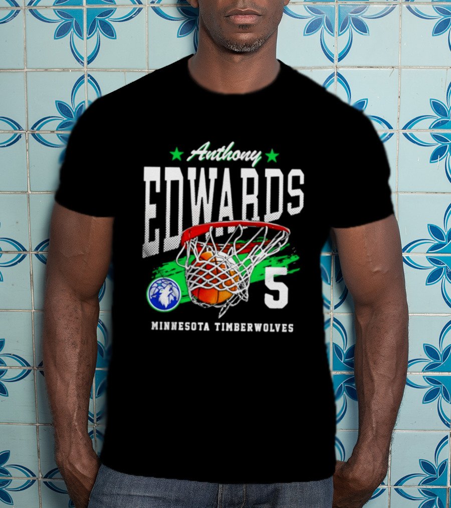 Anthony Edwards 5 Minnesota Timberwolves Basketball Net Dunk T-Shirt