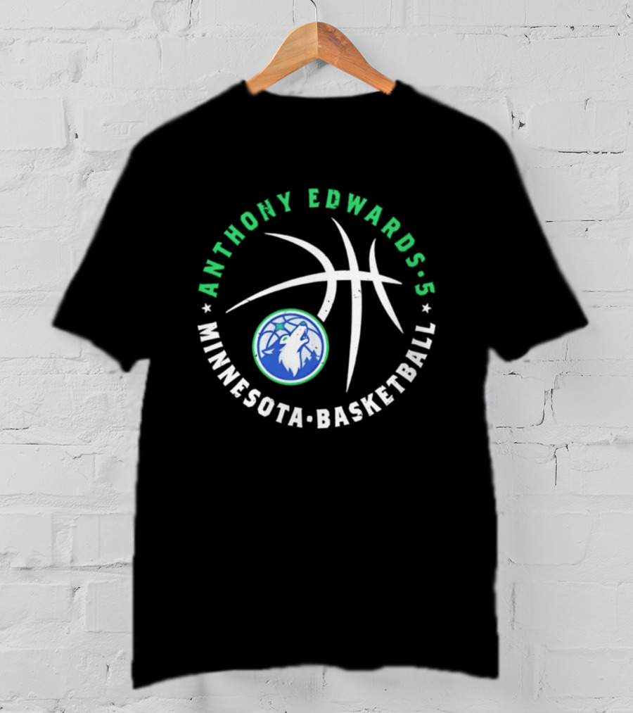 Anthony Edwards Minnesota Basketball Timberwolves Player Ball T-Shirt