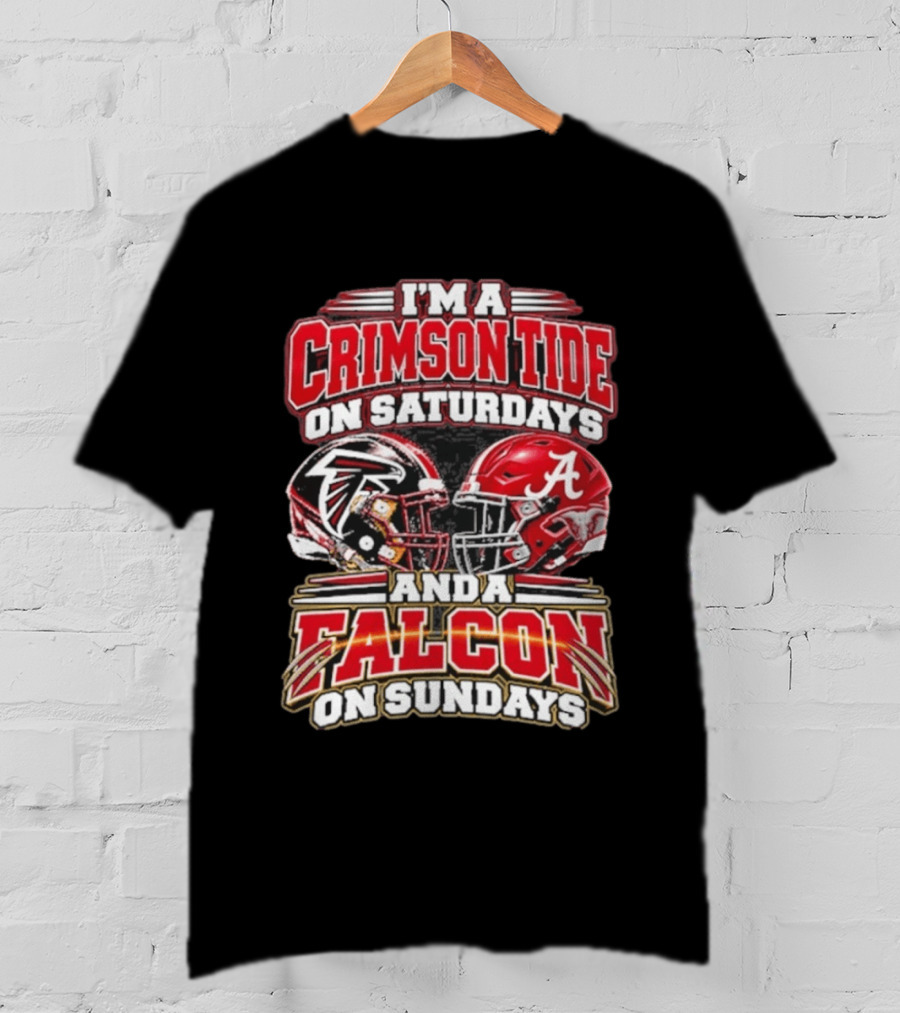 I'm A Crimson Tide On Saturdays And A Falcon On Sundays Helmet T-Shirt