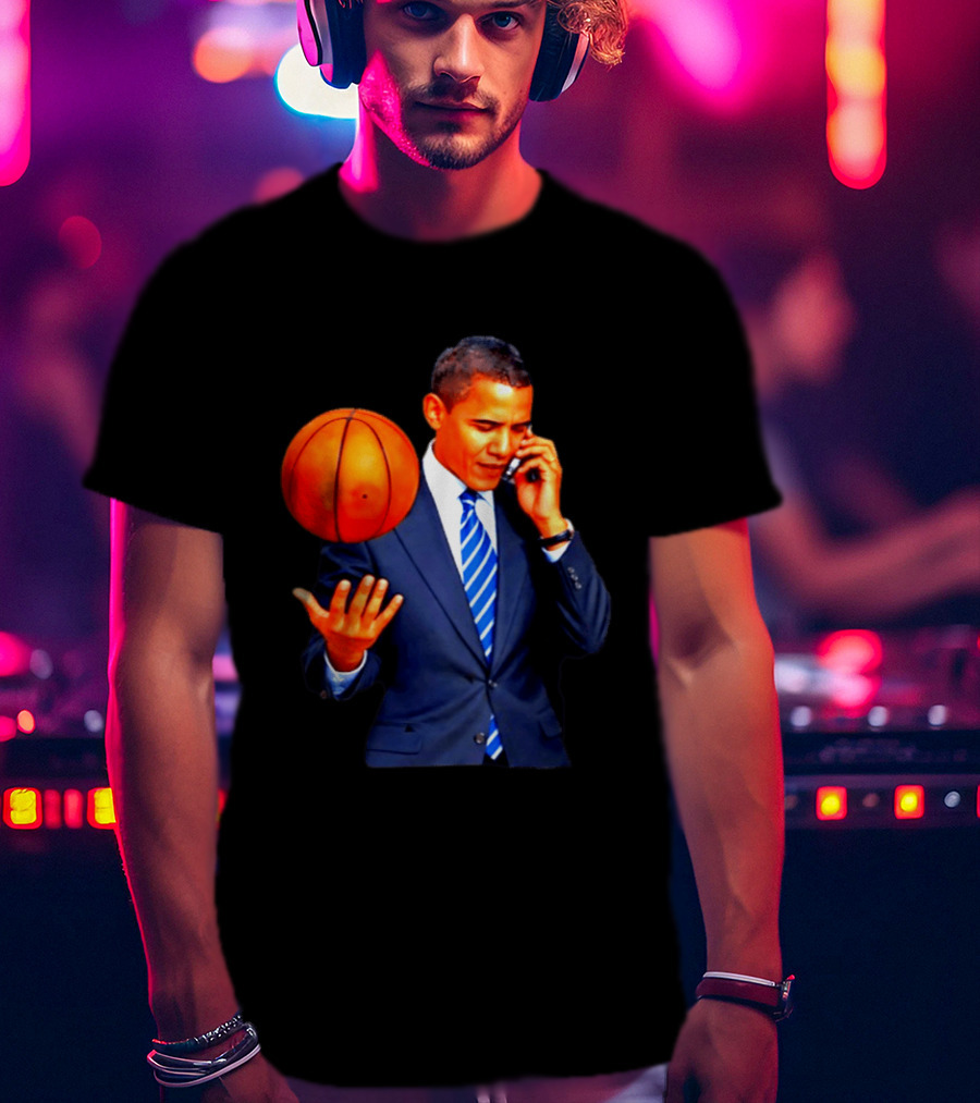 Barack Obama Basketball Phone Call In Suit And Tie T-Shirt