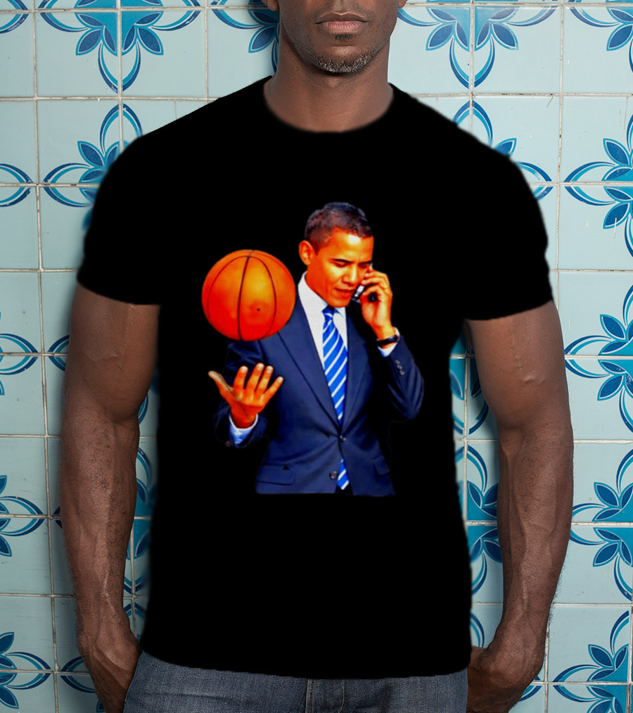 Barack Obama Basketball Phone Call In Suit And Tie T-Shirt