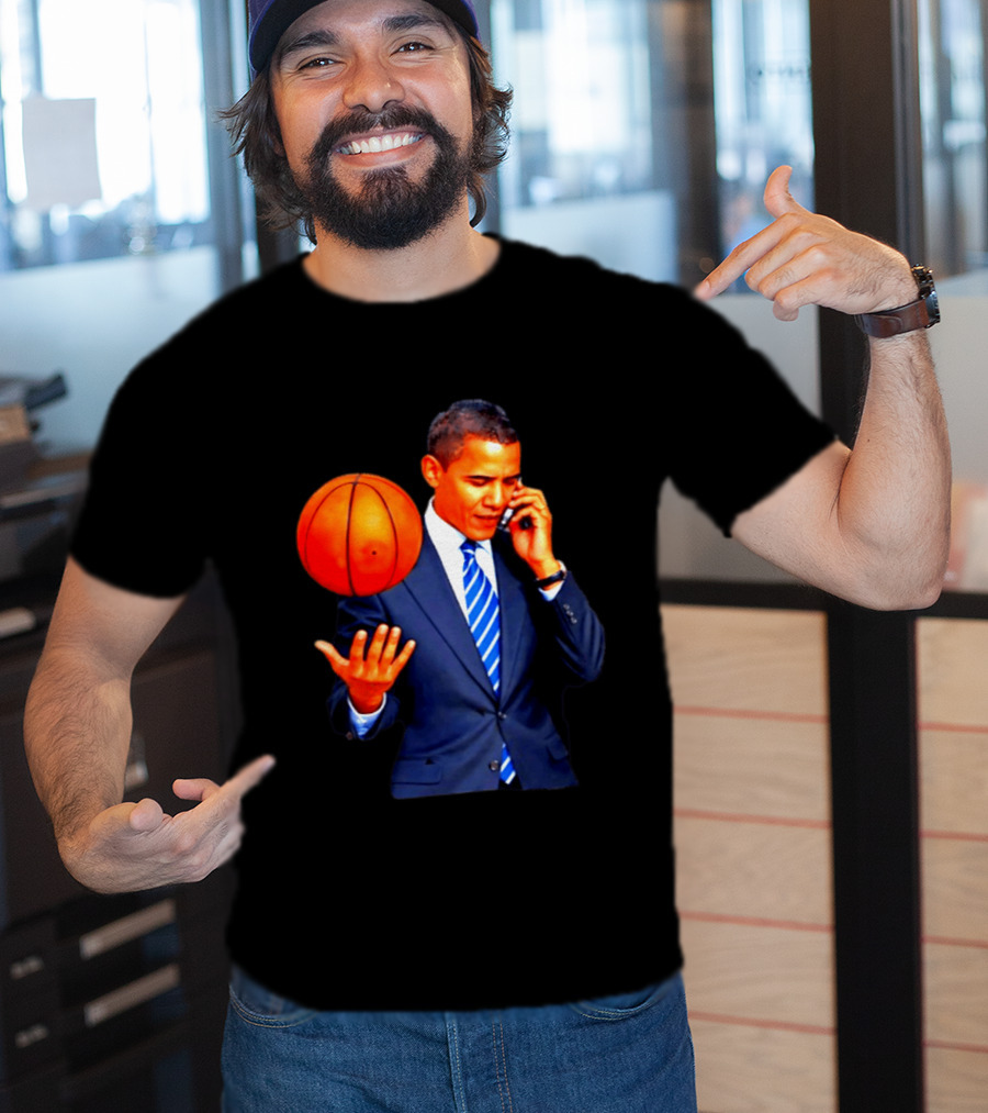 Barack Obama Basketball Phone Call In Suit And Tie T-Shirt