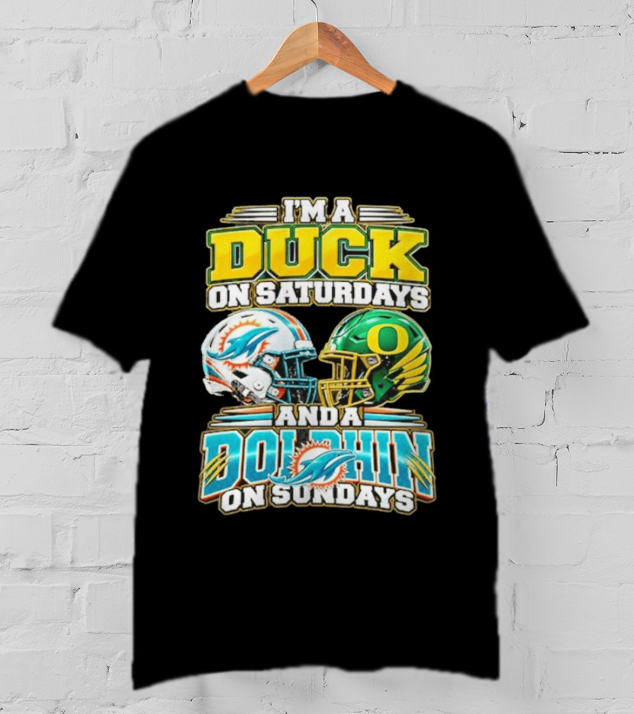 I'm A Duck On Saturdays And A Dolphin On Sundays Football Helmets T-Shirt