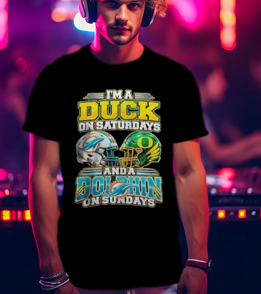 I'm A Duck On Saturdays And A Dolphin On Sundays Football Helmets T-Shirt