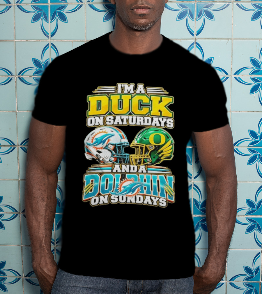 I'm A Duck On Saturdays And A Dolphin On Sundays Football Helmets T-Shirt
