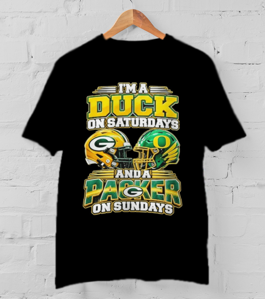I'm A Duck On Saturdays And A Packer On Sundays Football Helmets T-Shirt