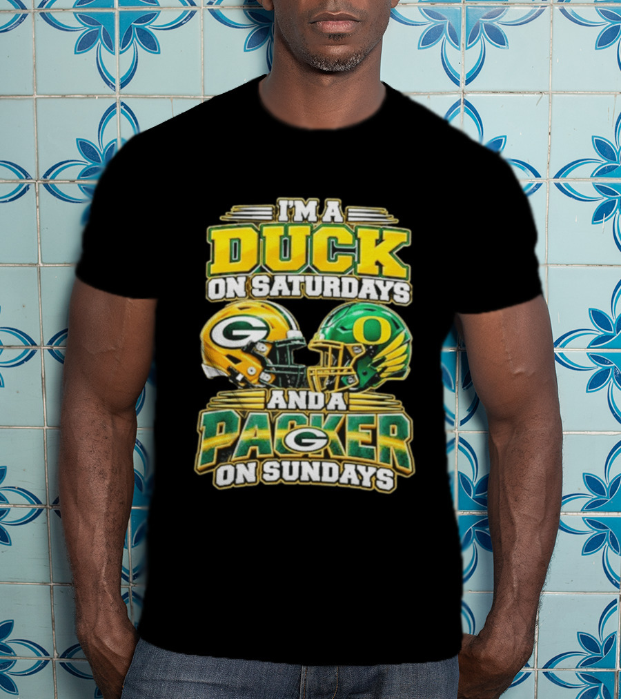 I'm A Duck On Saturdays And A Packer On Sundays Football Helmets T-Shirt
