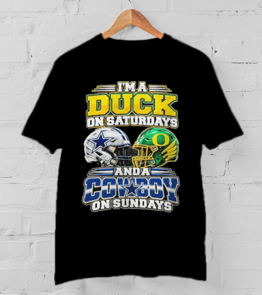 I'm A Duck On Saturdays And A Cowboy On Sundays Football Helmets T-Shirt