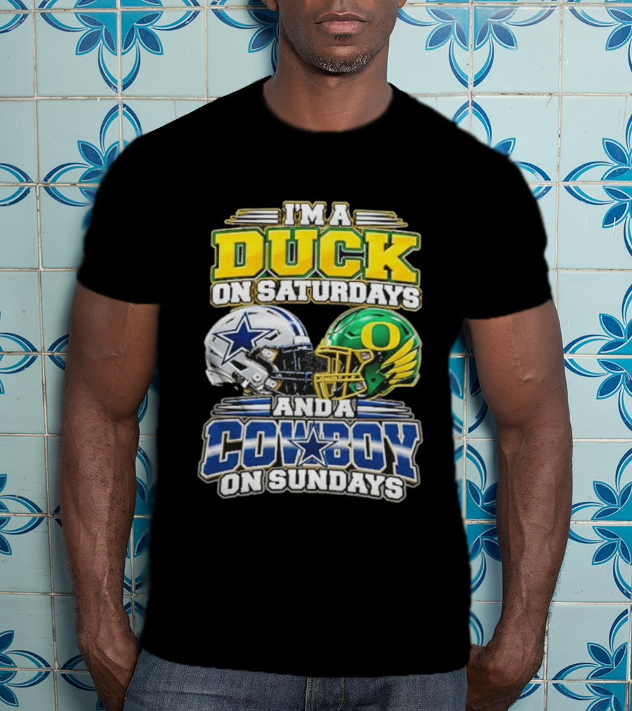 I'm A Duck On Saturdays And A Cowboy On Sundays Football Helmets T-Shirt