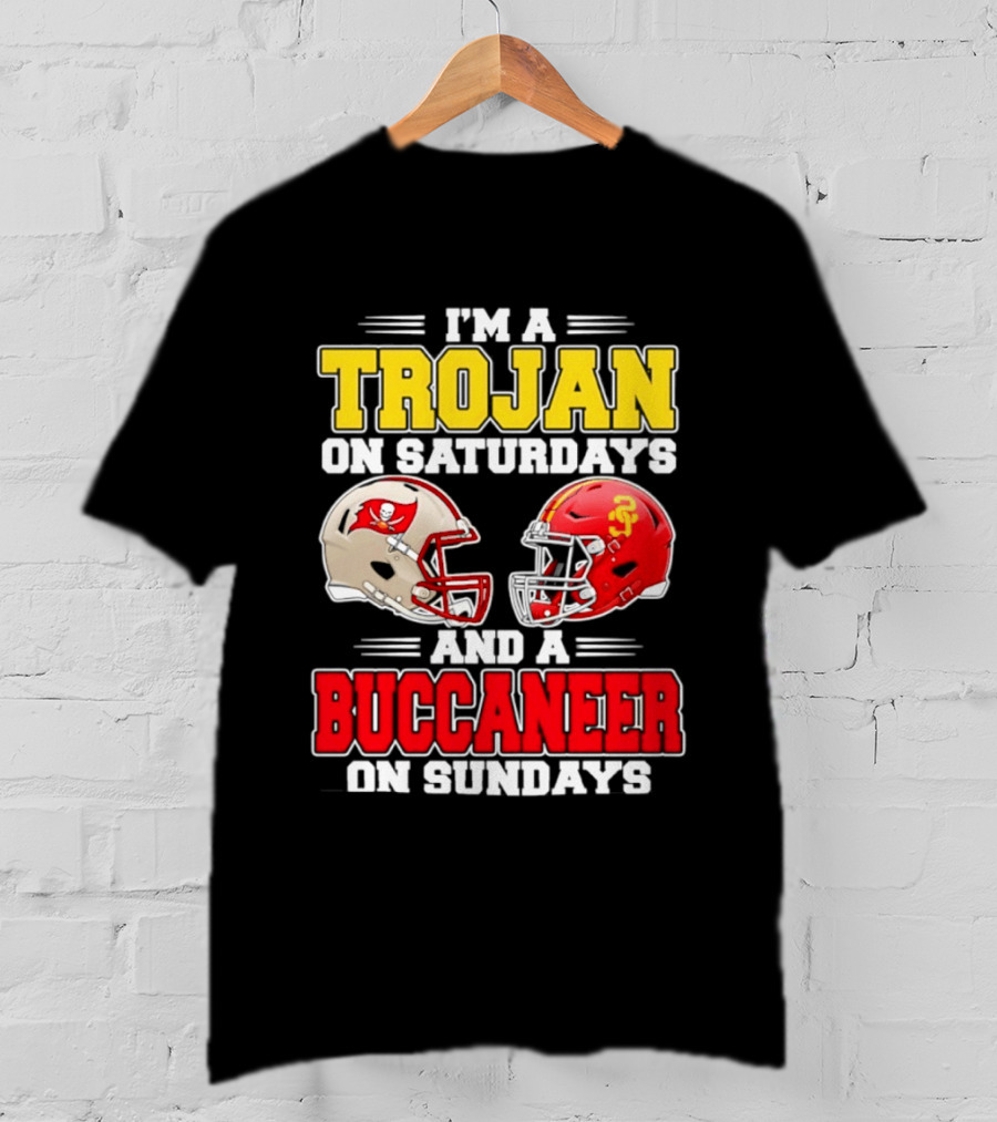 I'm A Trojan On Saturdays And A Buccaneer On Sundays Football Helmet T-Shirt