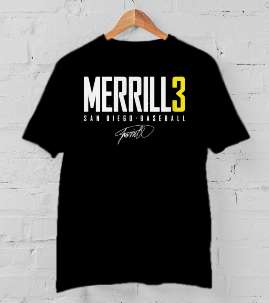 Jackson Merrill 3 San Diego Padres Name And Number Singature T-Shirt