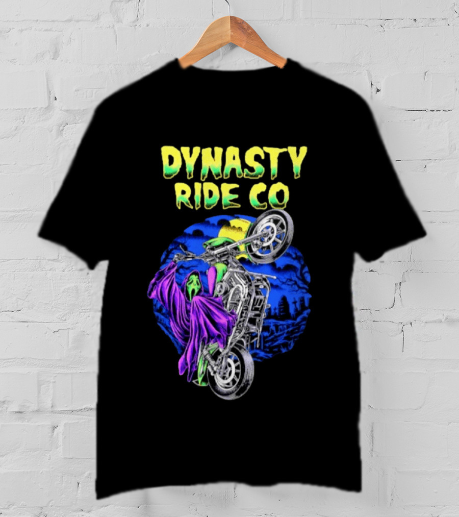 Dynasty Ride Co Ghostface 2026 Halloween Motorcycle Adventure T-Shirt