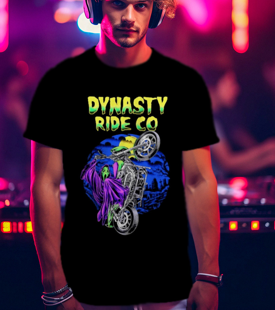 Dynasty Ride Co Ghostface 2026 Halloween Motorcycle Adventure T-Shirt