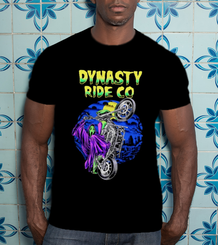 Dynasty Ride Co Ghostface 2026 Halloween Motorcycle Adventure T-Shirt