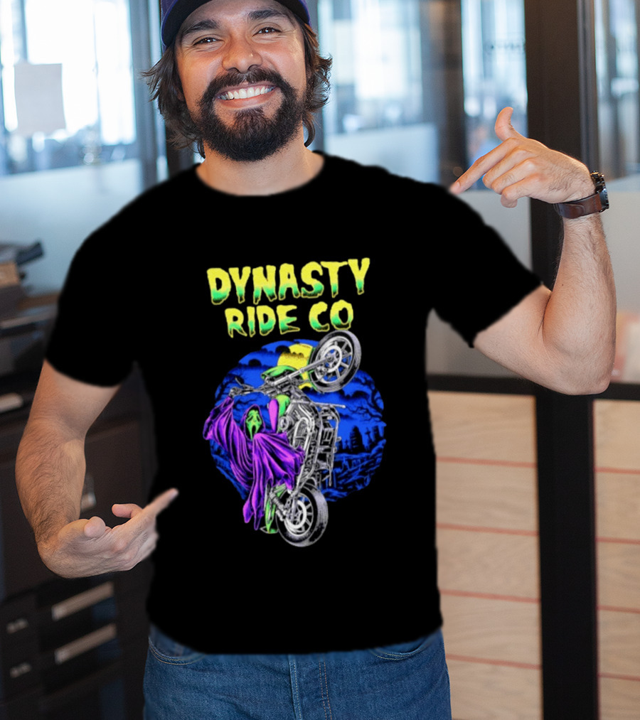 Dynasty Ride Co Ghostface 2026 Halloween Motorcycle Adventure T-Shirt