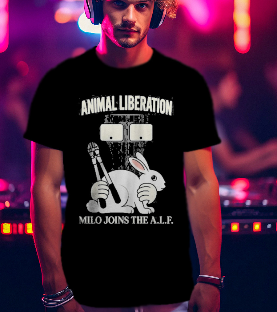 Animal Liberation Milo Joins The ALF Bunny With Pliers And Wrench T-Shirt